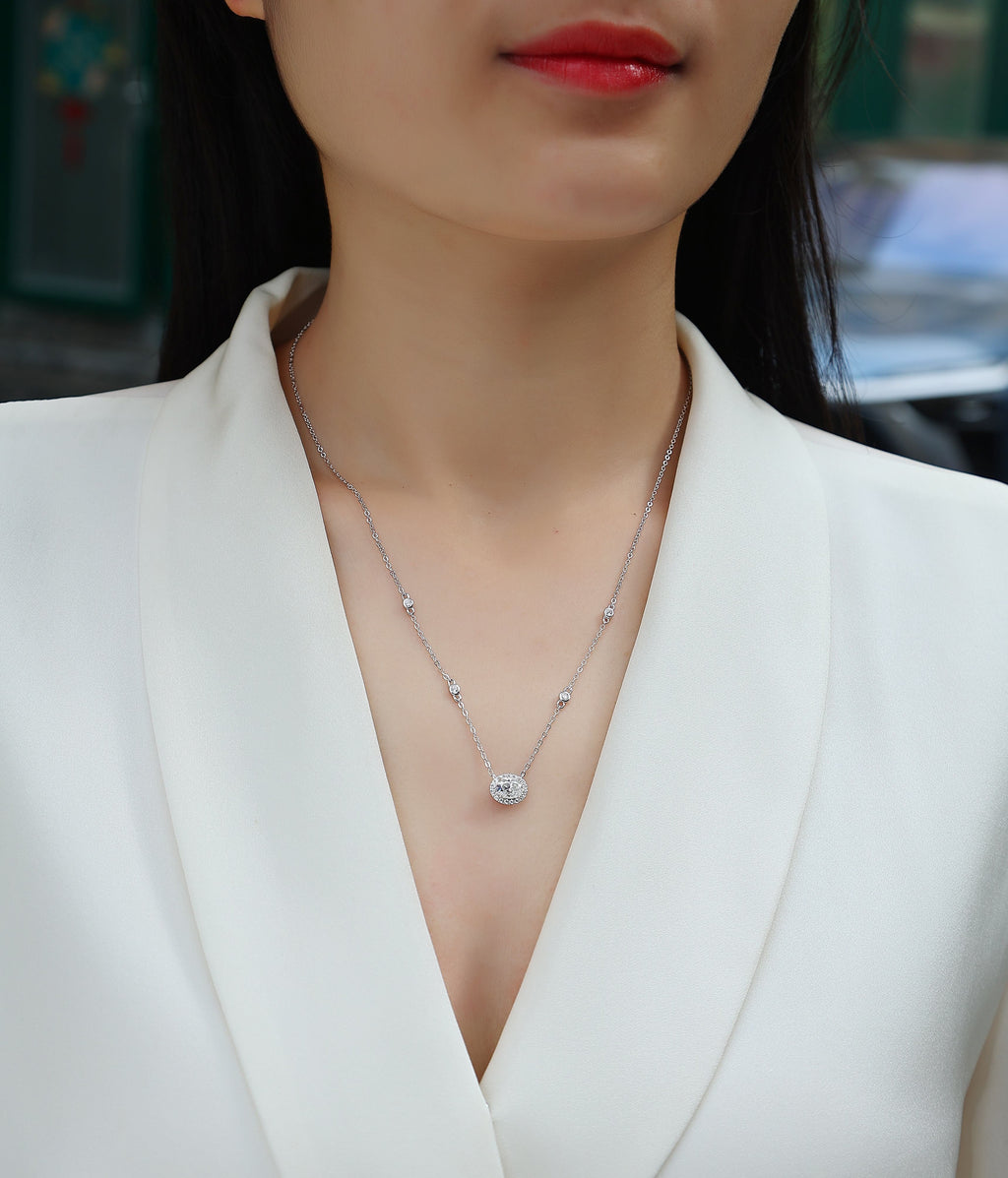 White Summer Night - A Fashionable And Light Luxury Jewelry Pendant Necklace Set With Top-quality Moissanite, S925 Silver Plated Platinum My stor