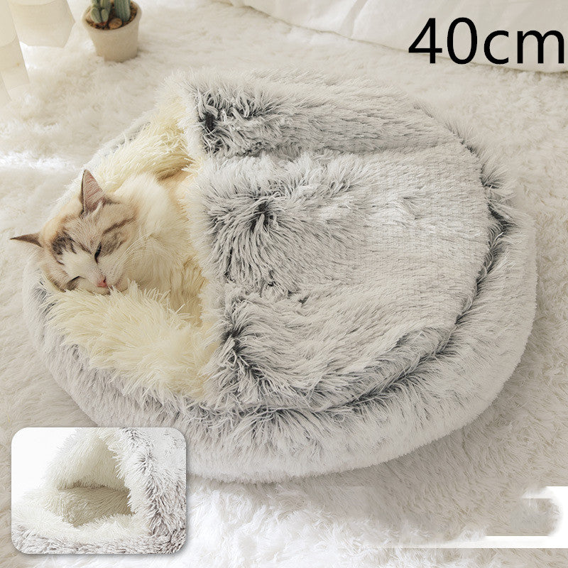 Cama 2 en 1 para perros y gatos, cálida y redonda de felpa, para invierno, suave y larga, ideal para mascotas. My stor