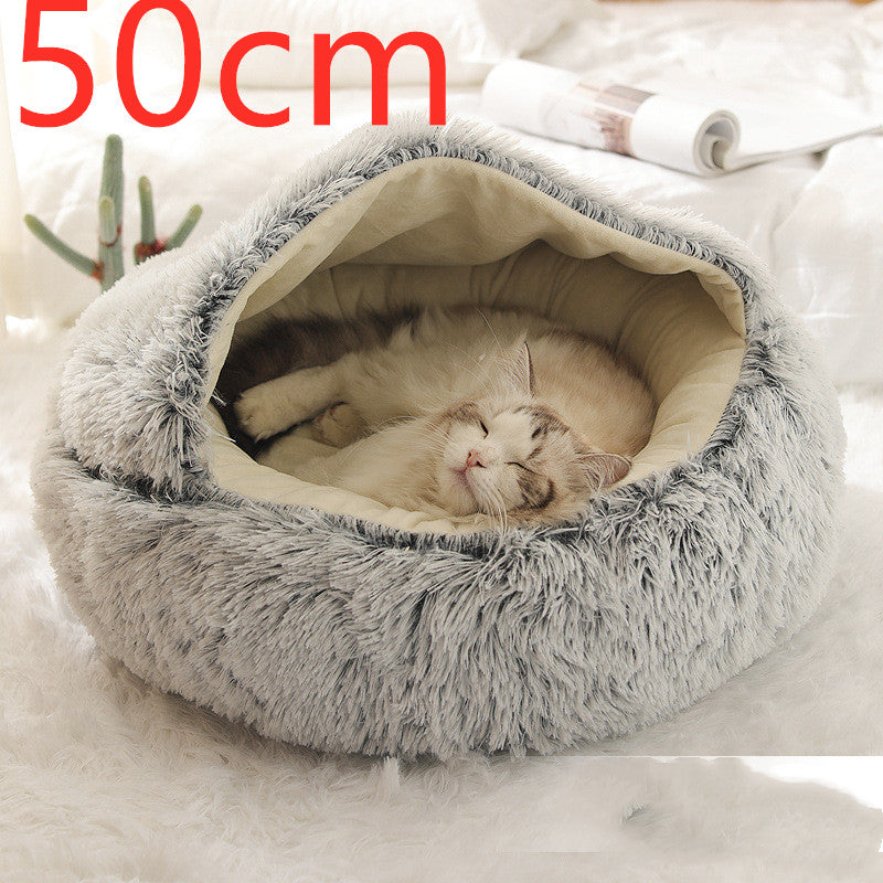 Cama 2 en 1 para perros y gatos, cálida y redonda de felpa, para invierno, suave y larga, ideal para mascotas. My stor