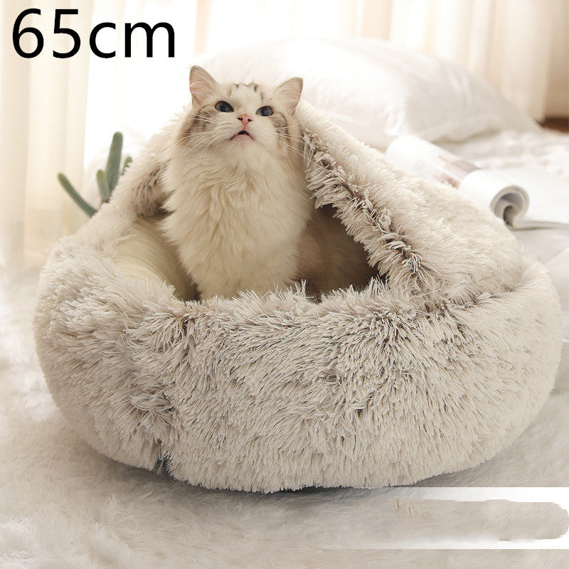 Cama 2 en 1 para perros y gatos, cálida y redonda de felpa, para invierno, suave y larga, ideal para mascotas. My stor