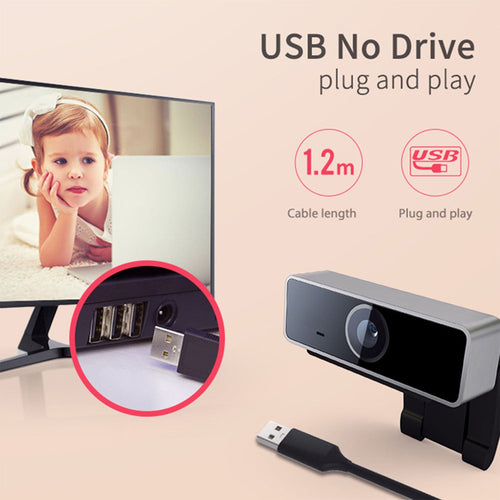 1 cámara web FHD 1080P USB para computadora, enfoque automático con micrófono, pantalla ancha de 60 grados, cámara web para computadora portátil, transmisión en vivo con clip giratorio para transmisión en vivo, videollamadas y conferencias. My stor