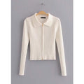 Double-headed zipper short knit sweater Slim short lapel thin coat My stor