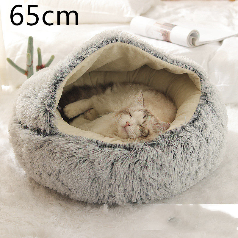 Cama 2 en 1 para perros y gatos, cálida y redonda de felpa, para invierno, suave y larga, ideal para mascotas. My stor