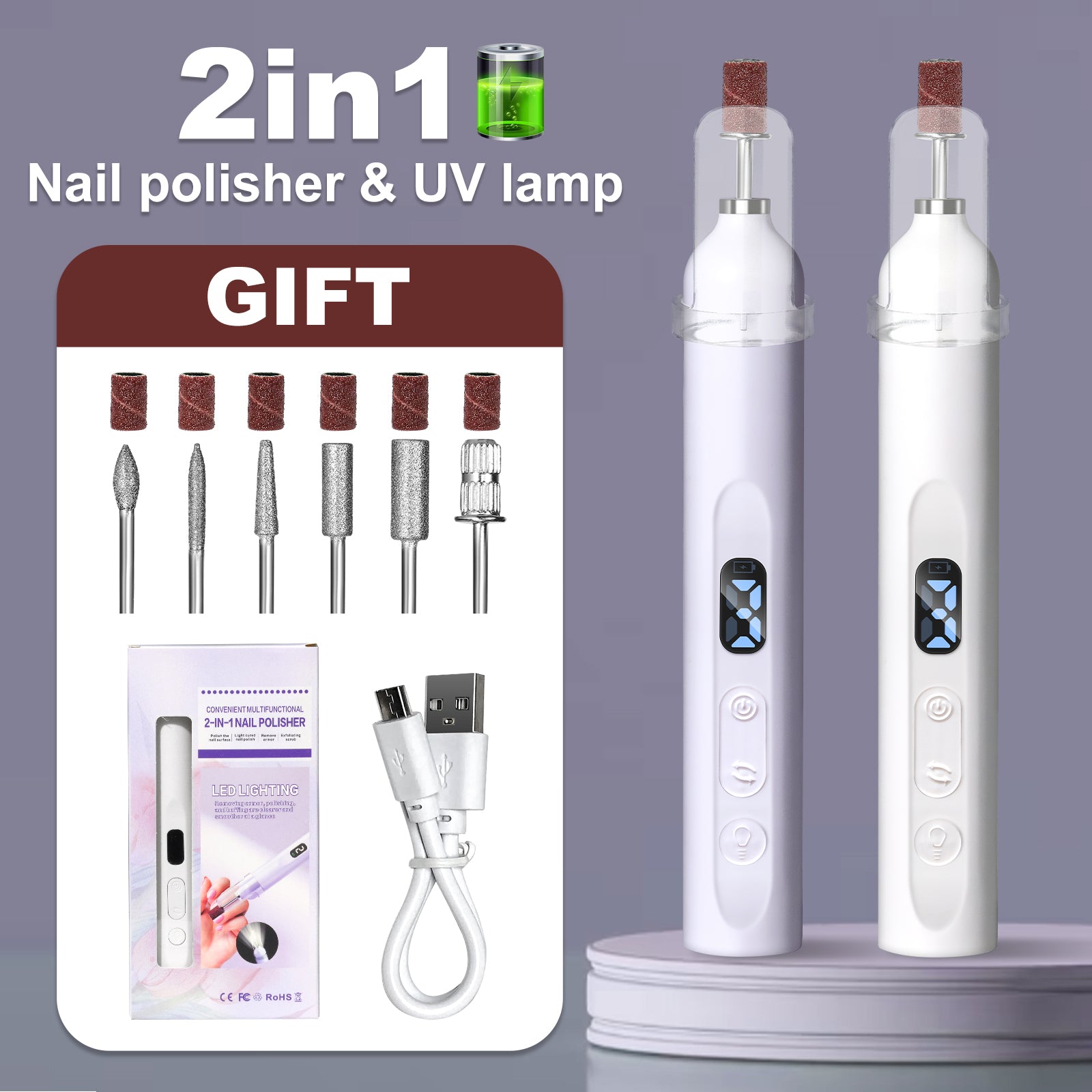 Electric Nail Drill With Drill Bit And Sanding Belt - Cordless Professional Nail Polish For Nail And Foot Care, Portable Nail Drill Machine Kit For Acrylic Gel Nails, Beginner's Nail Technique Supplie My stor