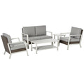Aluminum Patio Furniture Set, 5 Piece Modern Outdoor Conversation Set with Loveseat Sofa, Chairs, Cushions, Coffee Table & Side Table, Gray My stor