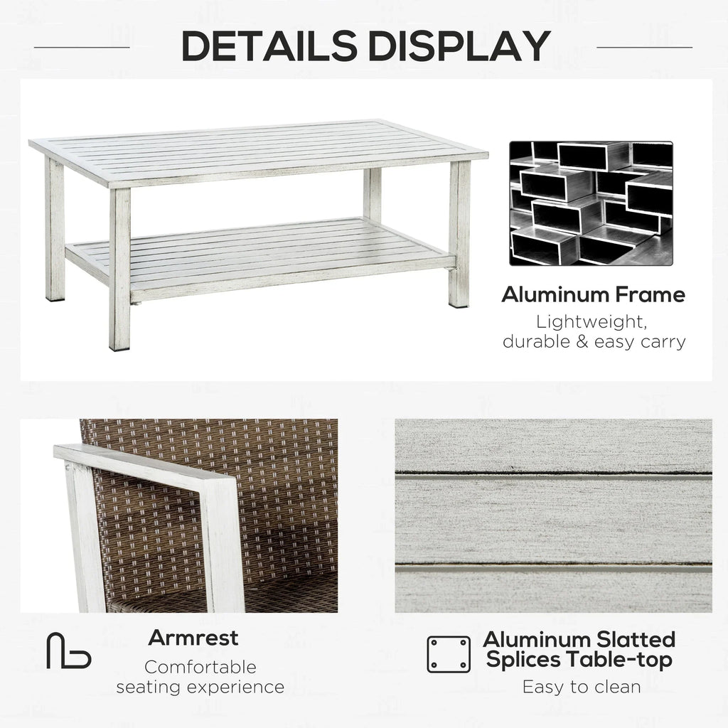 Aluminum Patio Furniture Set, 5 Piece Modern Outdoor Conversation Set with Loveseat Sofa, Chairs, Cushions, Coffee Table & Side Table, Gray My stor