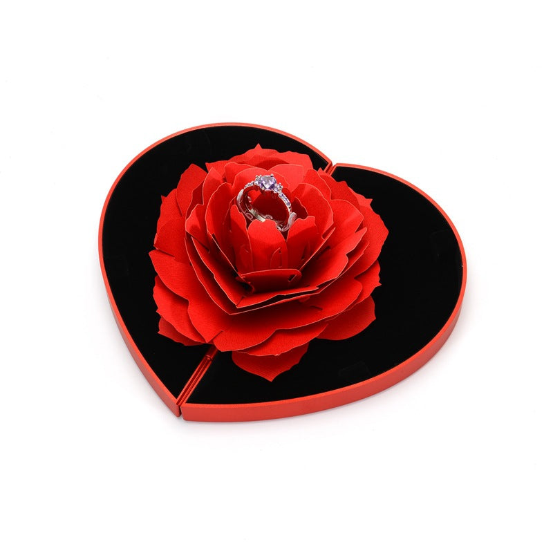 Caja de amor 3D con forma de corazón y rosas para anillos, regalo de San Valentín My stor