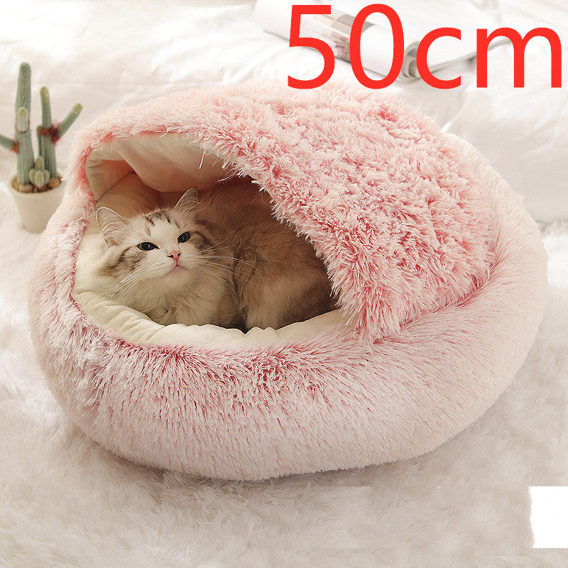 Cama 2 en 1 para perros y gatos, cálida y redonda de felpa, para invierno, suave y larga, ideal para mascotas. My stor