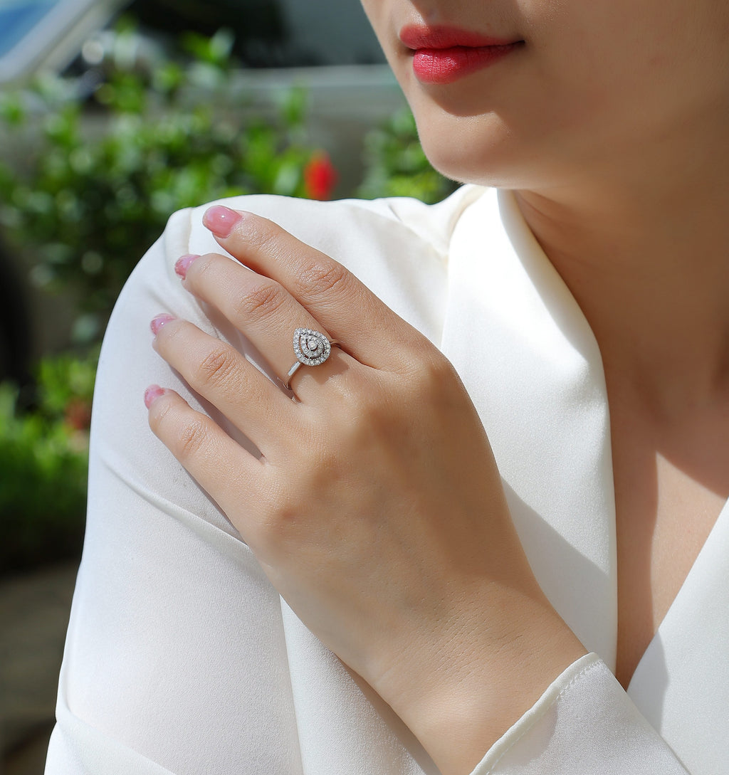 Eternal Love - A Diamond Wedding Ring Set With Top-quality Moissanite S925 Silver And Gold-plated. The Ring Can Be Tested With A Diamond Pen My stor