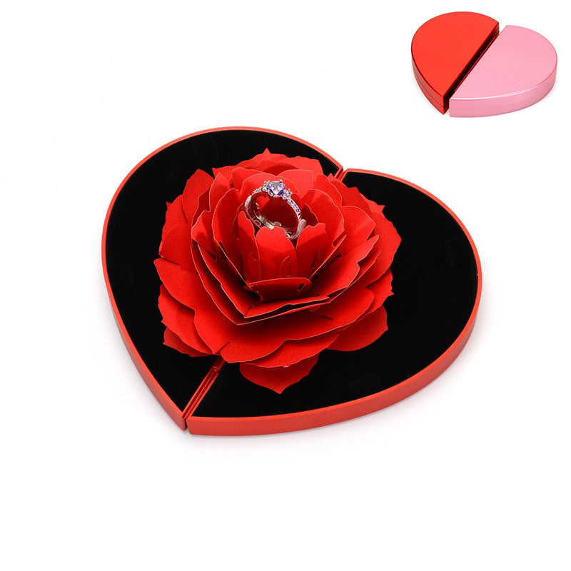 Caja de amor 3D con forma de corazón y rosas para anillos, regalo de San Valentín My stor