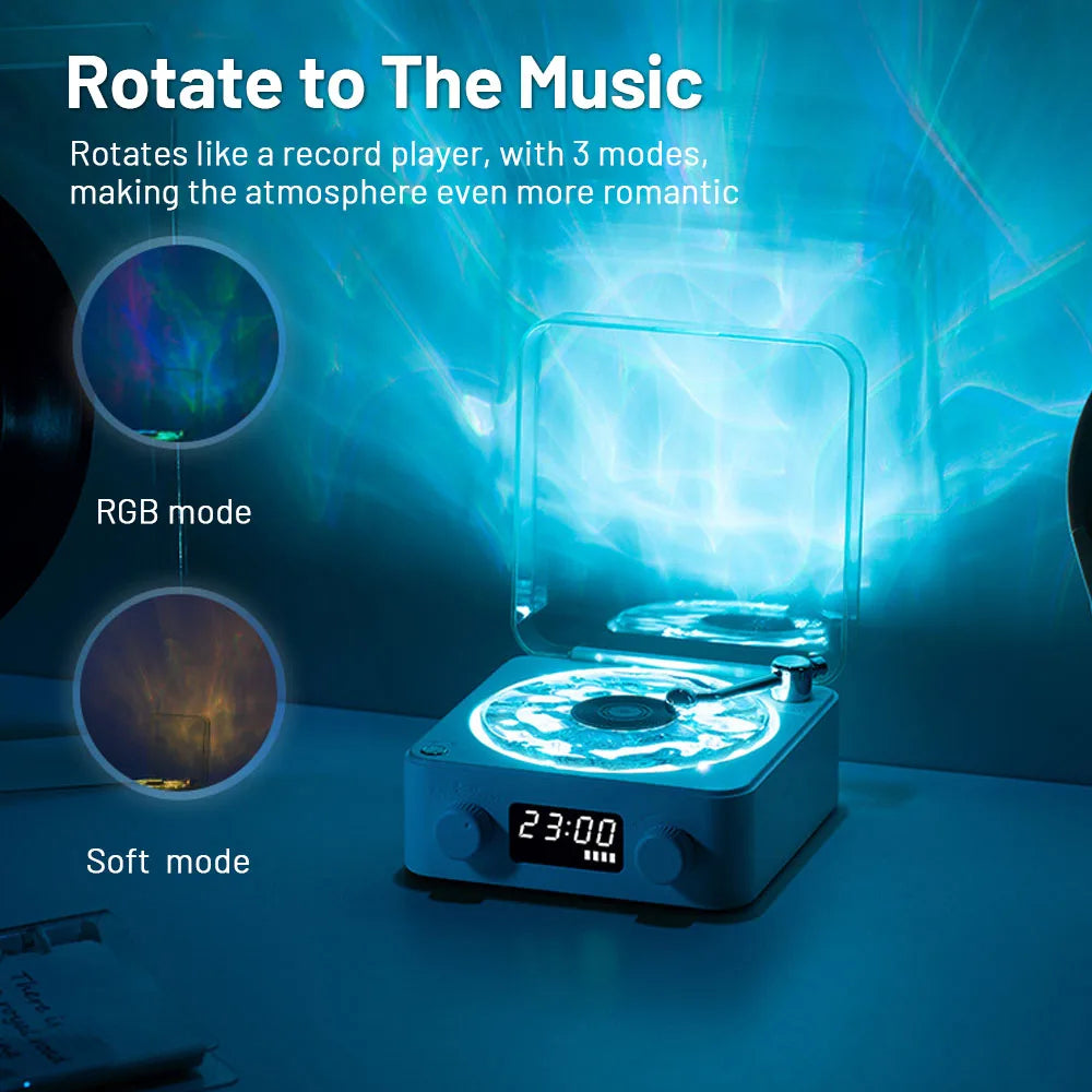 Retro TurntableAltavoz tocadiscos retro inalámbrico con Bluetooth 5.0, reproductor de discos de vinilo, sonido estéreo con efecto de lámpara de proyección RGB y ruido blanco. My stor