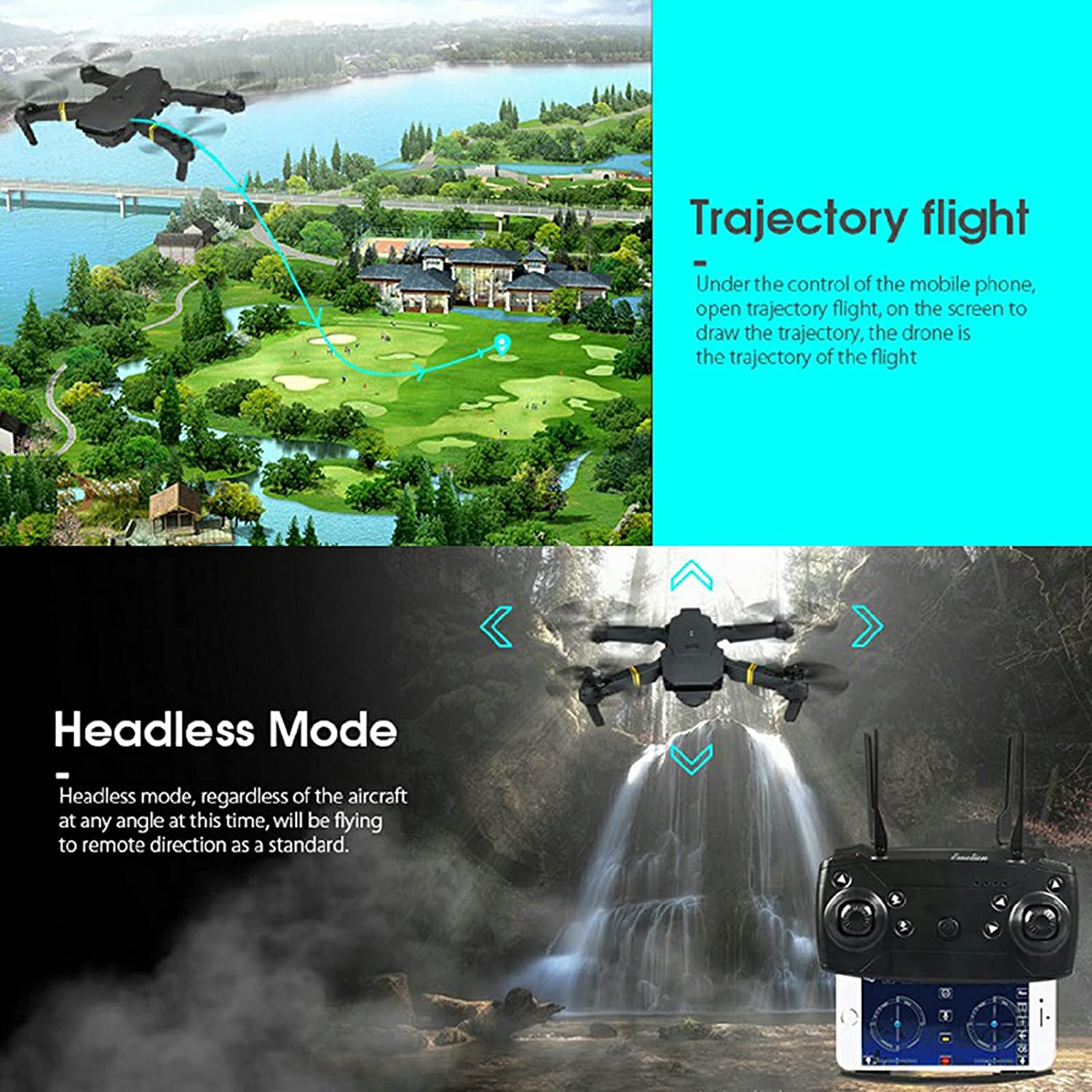 4K HD Dual Camera RC FPV WiFi Portable Wide Angle Foldable Quadcopter Drone DC-THE CEO