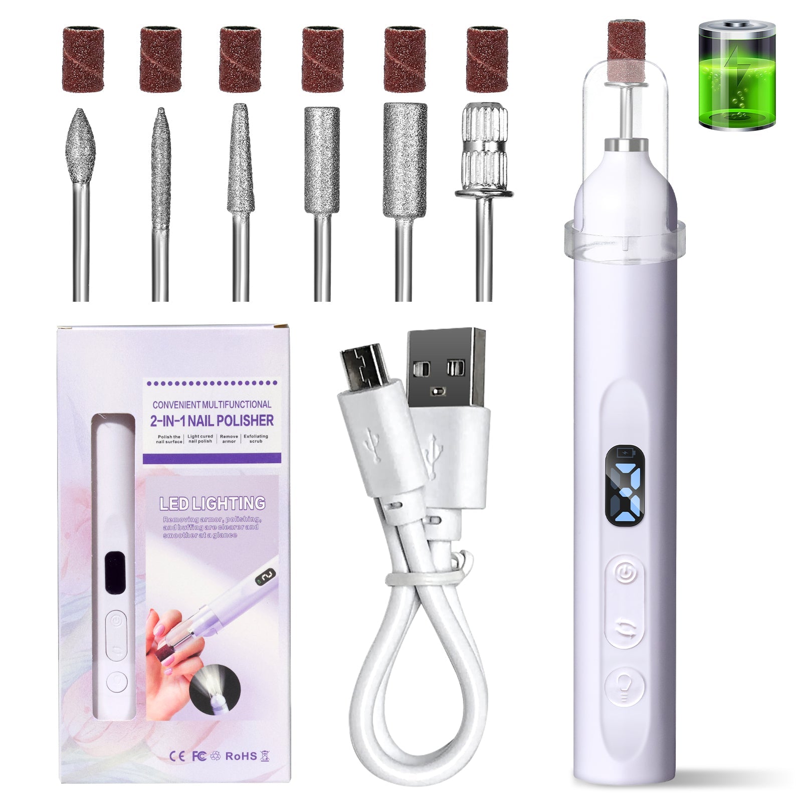 Electric Nail Drill With Drill Bit And Sanding Belt - Cordless Professional Nail Polish For Nail And Foot Care, Portable Nail Drill Machine Kit For Acrylic Gel Nails, Beginner's Nail Technique Supplie My stor