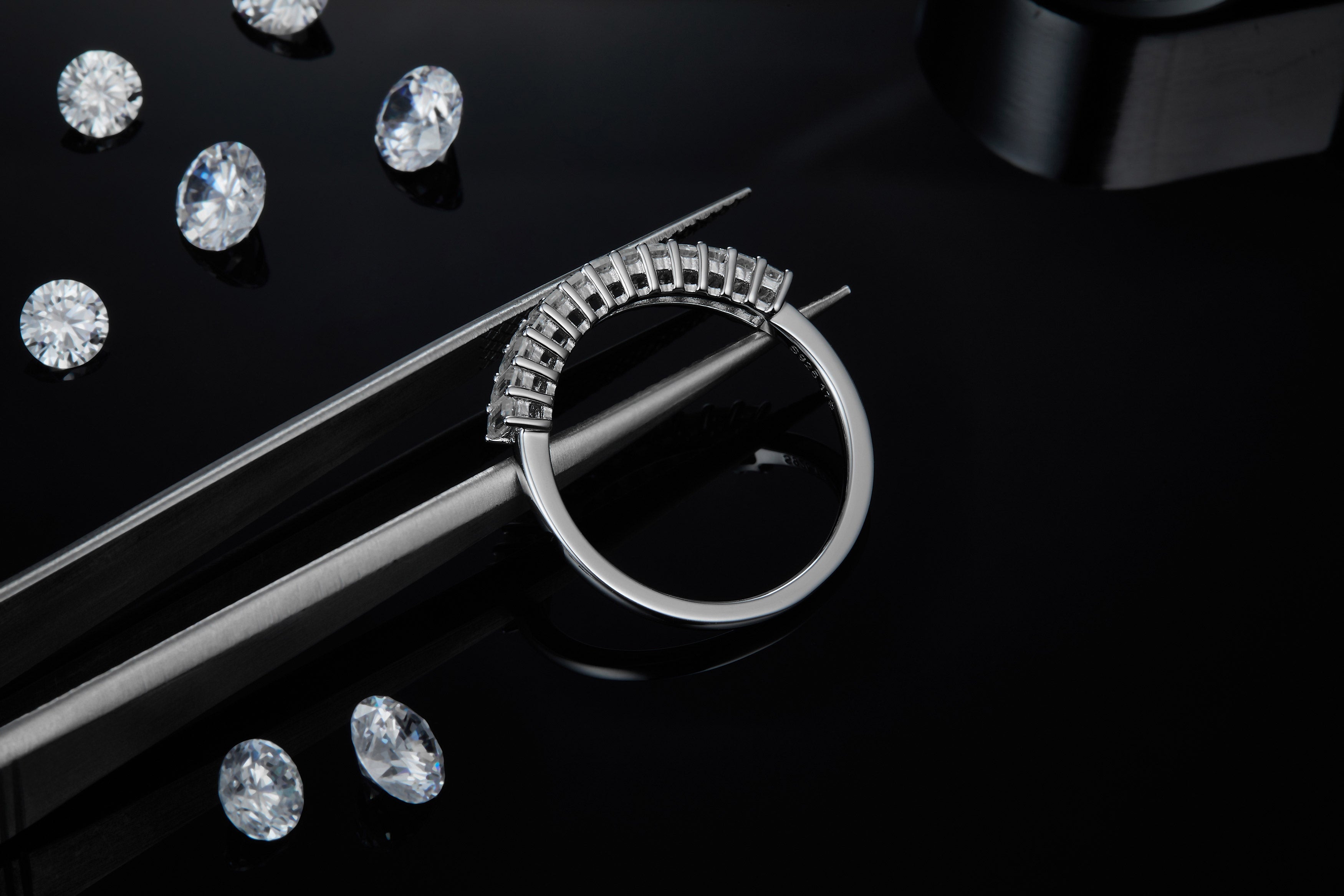 A Luxurious And Fashionable Light Luxury Jewelry Silver Ring Set With Top-quality Moissanite, S925 Silver Plated With Platinum My stor