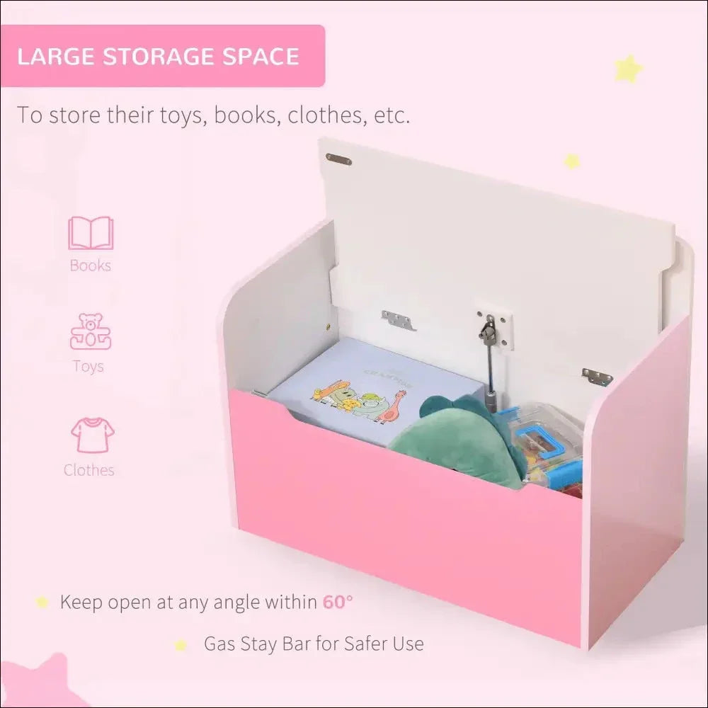 Caja de juguetes de madera rosa y blanco con estrellas para niños