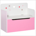 Caja de juguetes de madera rosa y blanco con estrellas para niños