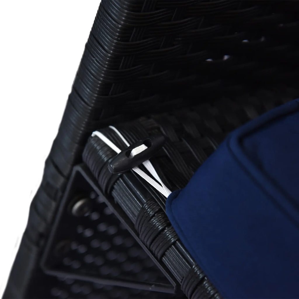 3 Piece Patio Furniture Set, Rattan Outdoor Sofa Set with Chaise Lounge & Loveseat, Soft Cushions, Tempered Glass Table, L-Shaped Sectional Couch, Blue My stor