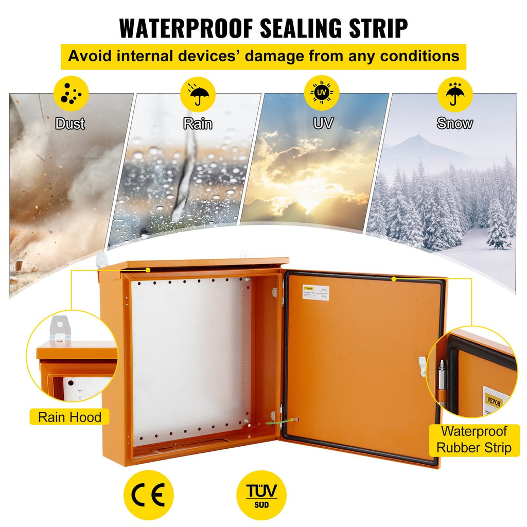 Caja Eléctrica VEVOR, 20.0 X 20.0 X 6.0 In, Probada Según Los EstándaresNEMA 4 Para Exteriores, IP65 Impermeable Y A Prueba De Polvo, Caja De Conexiones Con Bisagras De Acero Al Carbono Laminado E My stor