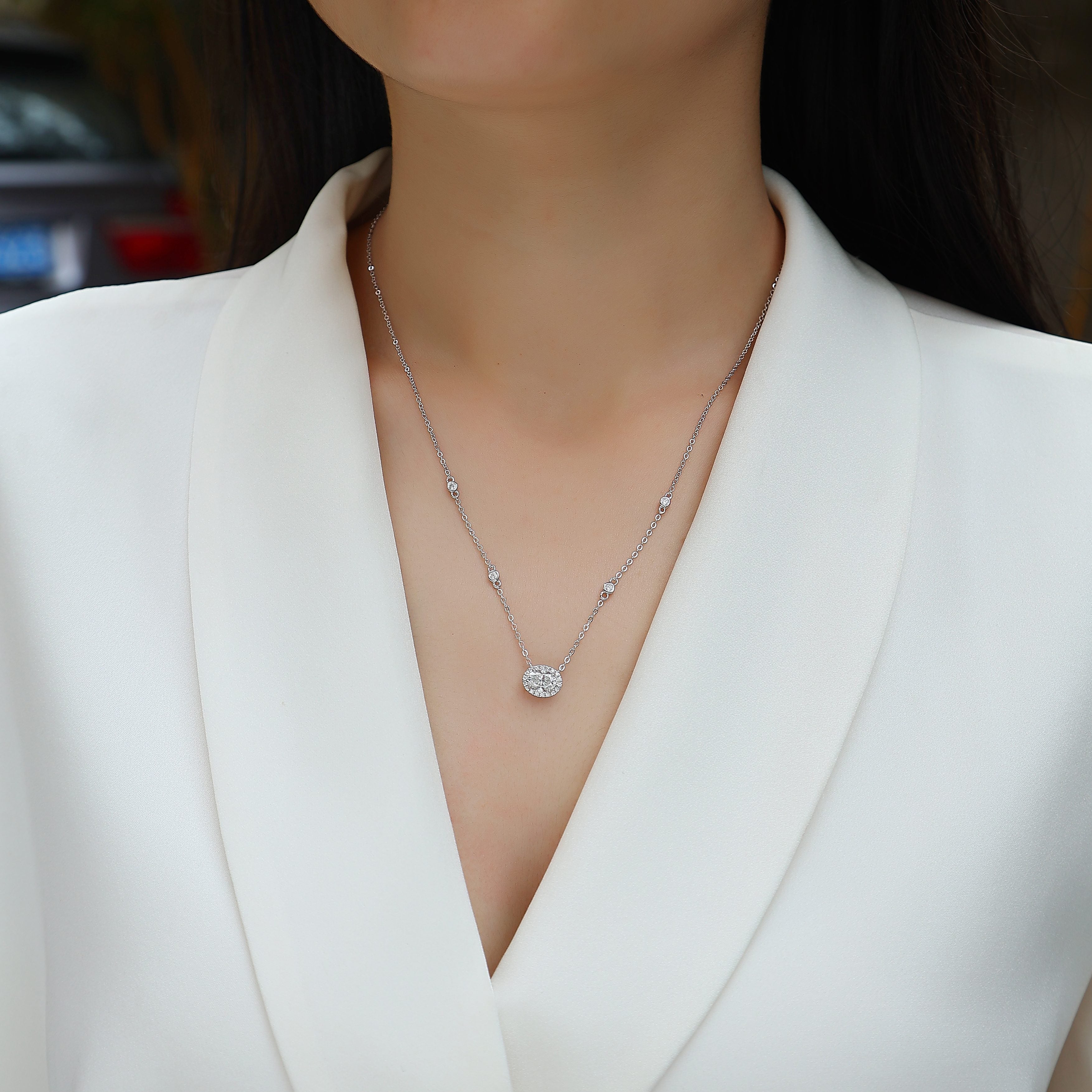 White Summer Night - A Fashionable And Light Luxury Jewelry Pendant Necklace Set With Top-quality Moissanite, S925 Silver Plated Platinum My stor