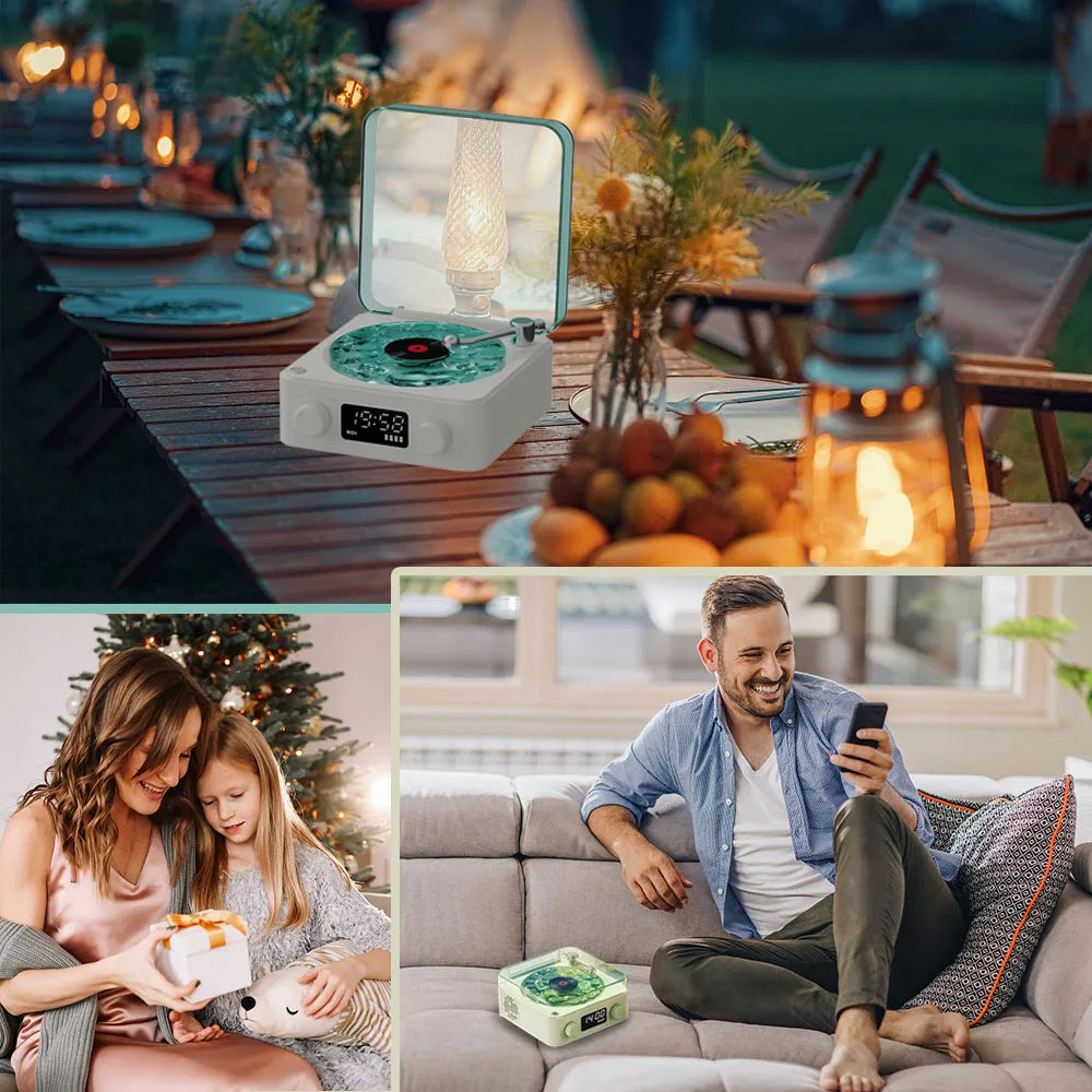 Retro TurntableAltavoz tocadiscos retro inalámbrico con Bluetooth 5.0, reproductor de discos de vinilo, sonido estéreo con efecto de lámpara de proyección RGB y ruido blanco. My stor