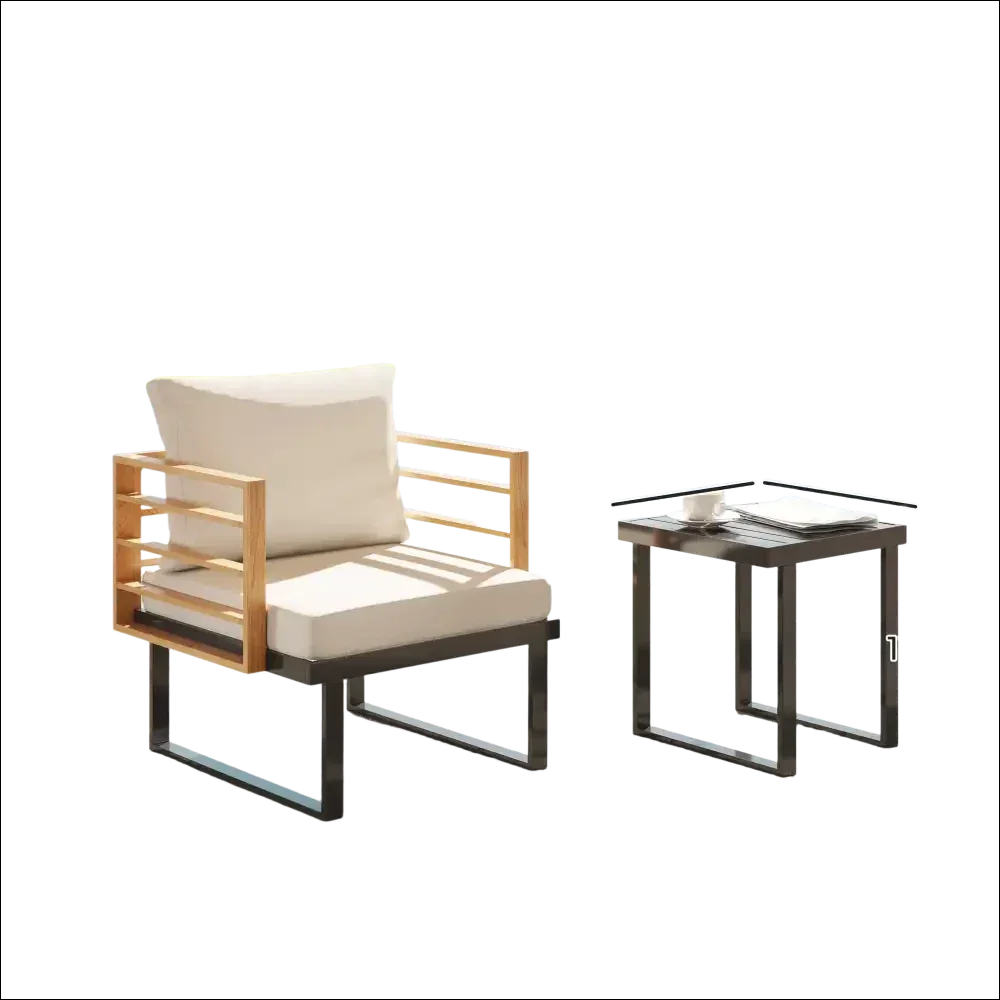 Juego de mobiliario con cojines beige para patio exterior