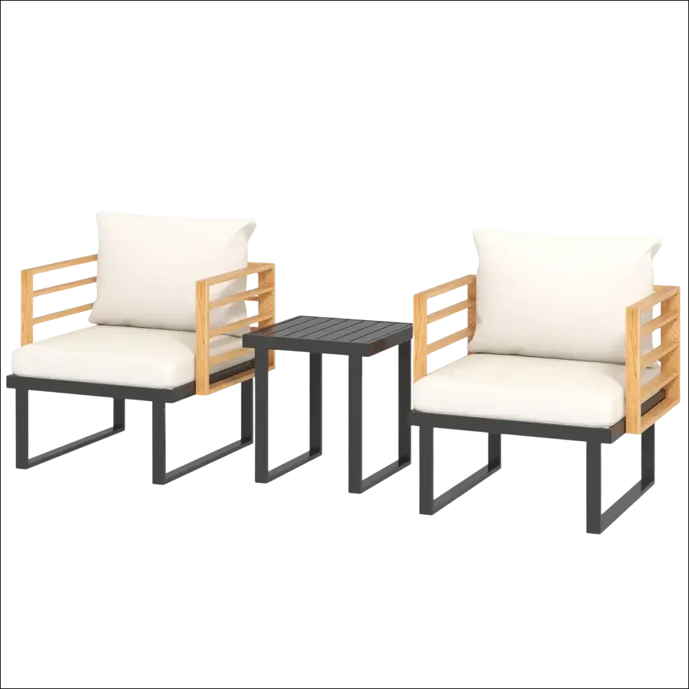 Juego de mobiliario con cojines beige para patio exterior