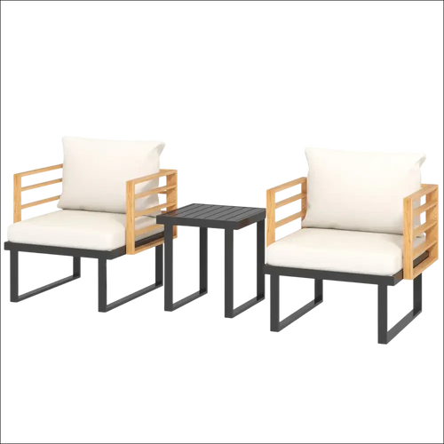 Juego de mobiliario con cojines beige para patio exterior