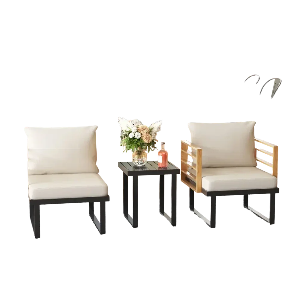 Juego de mobiliario con cojines beige para patio exterior