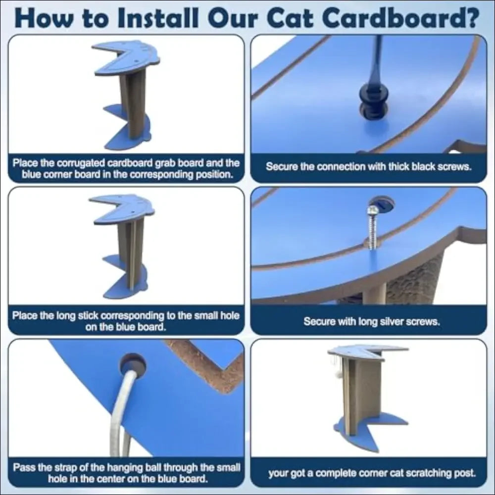 Rascador de esquina para gatos tiburón azul de cartón corrugado