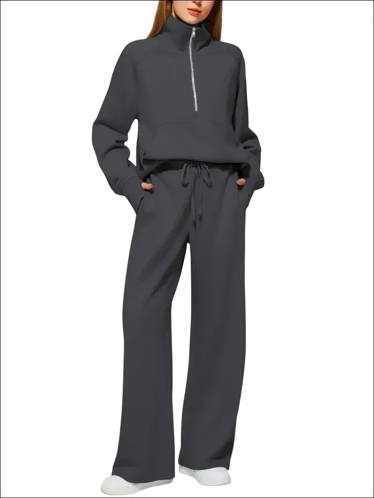 Sudadera de manga larga con cremallera y pantalones conjunto mujer