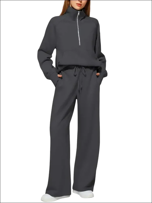 Sudadera de manga larga con cremallera y pantalones conjunto mujer