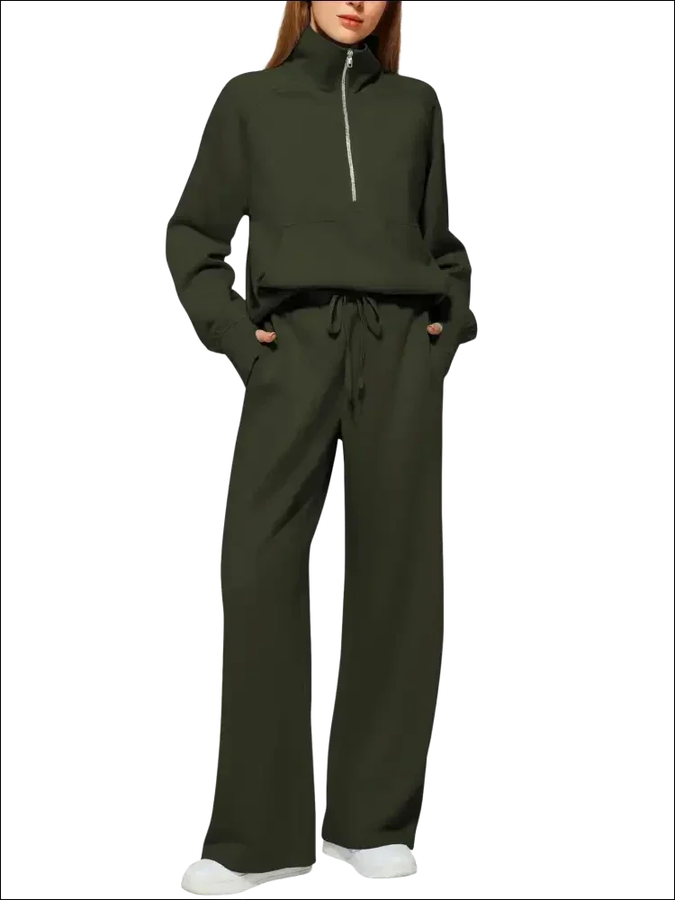 Sudadera de manga larga con cremallera y pantalones conjunto mujer