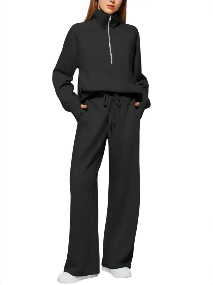 Sudadera de manga larga con cremallera y pantalones conjunto mujer