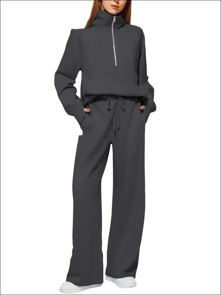 Sudadera de manga larga con cremallera y pantalones conjunto mujer