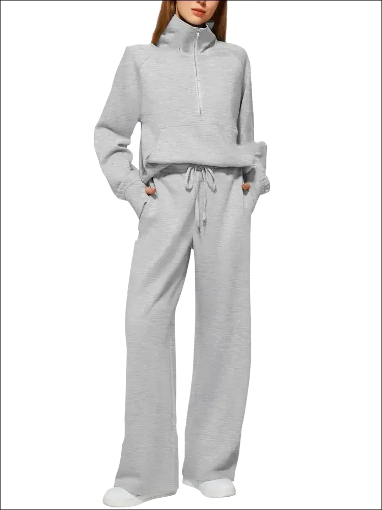 Sudadera de manga larga con cremallera y pantalones conjunto mujer