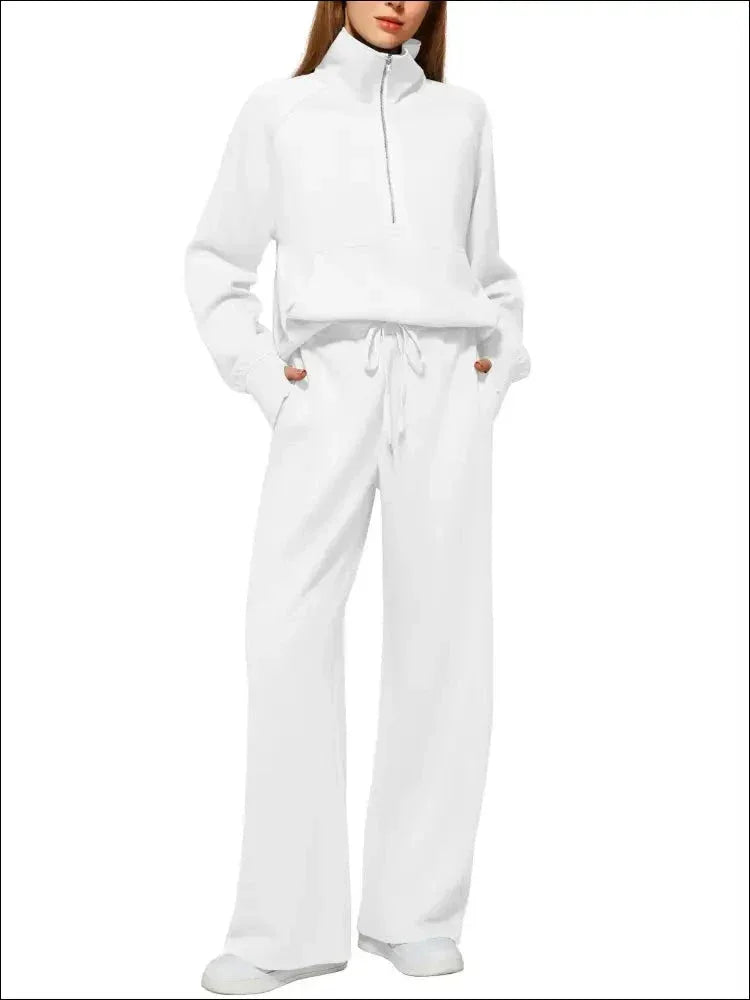 Sudadera de manga larga con cremallera y pantalones conjunto mujer