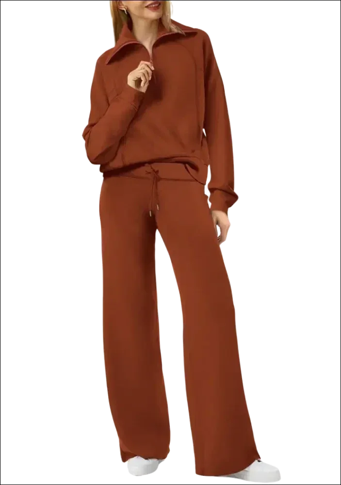 Sudadera de manga larga con cremallera y pantalones conjunto mujer