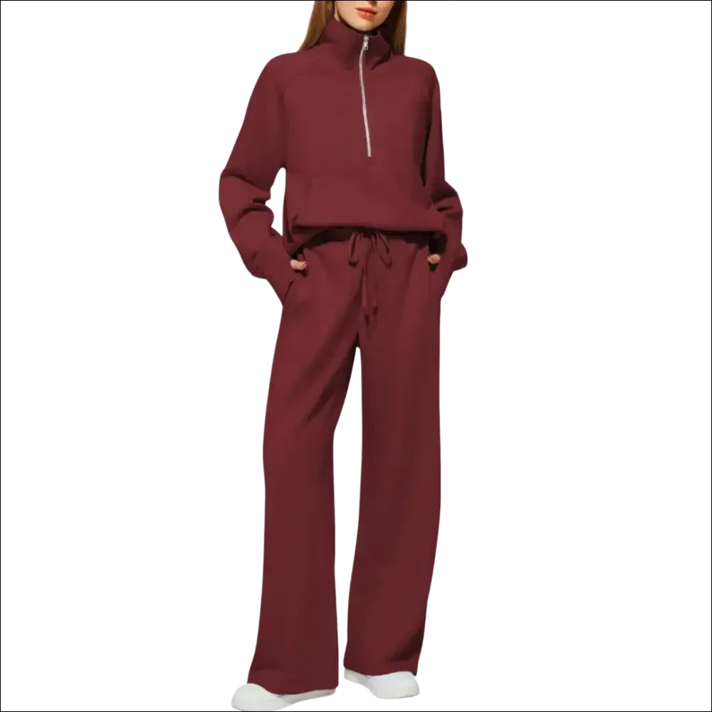 Sudadera de manga larga con cremallera y pantalones conjunto mujer