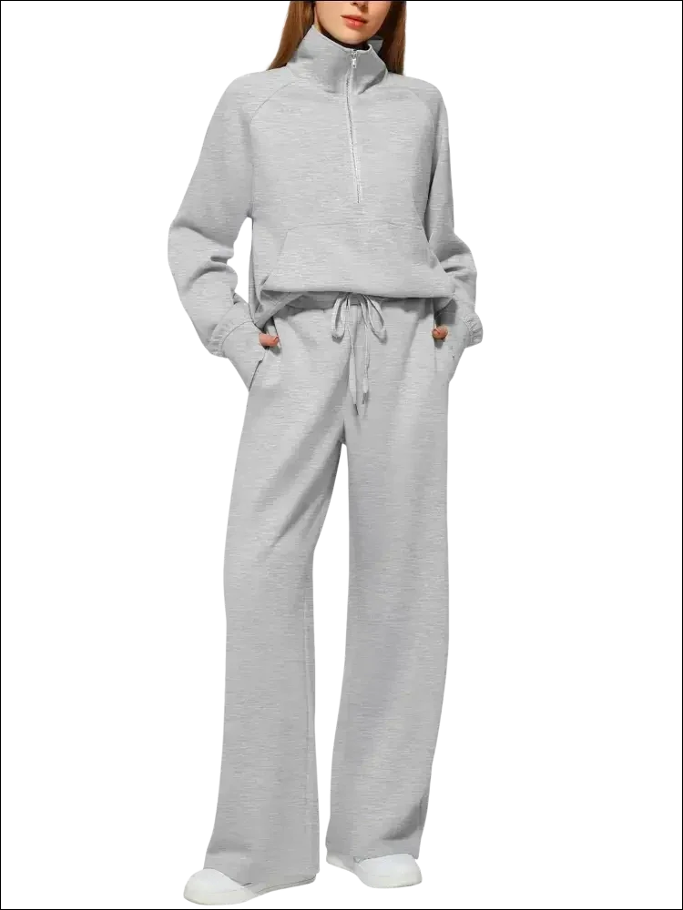 Sudadera de manga larga con cremallera y pantalones conjunto mujer