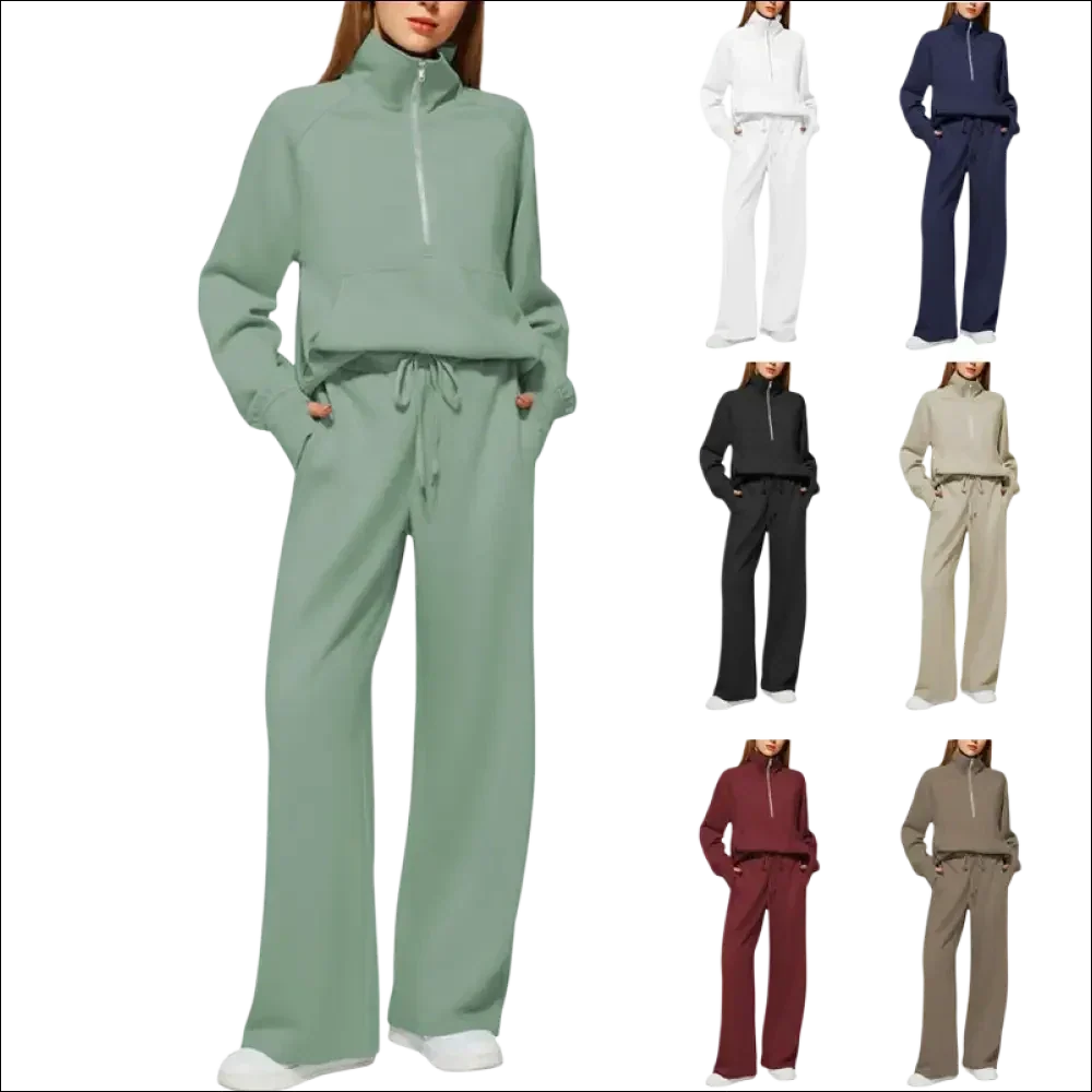 Sudadera de manga larga con cremallera y pantalones conjunto mujer