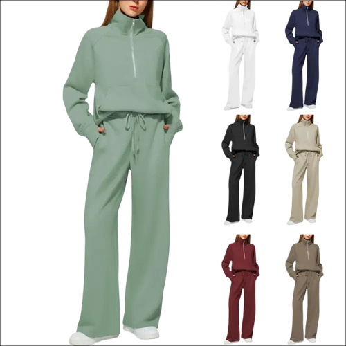 Sudadera de manga larga con cremallera y pantalones conjunto mujer